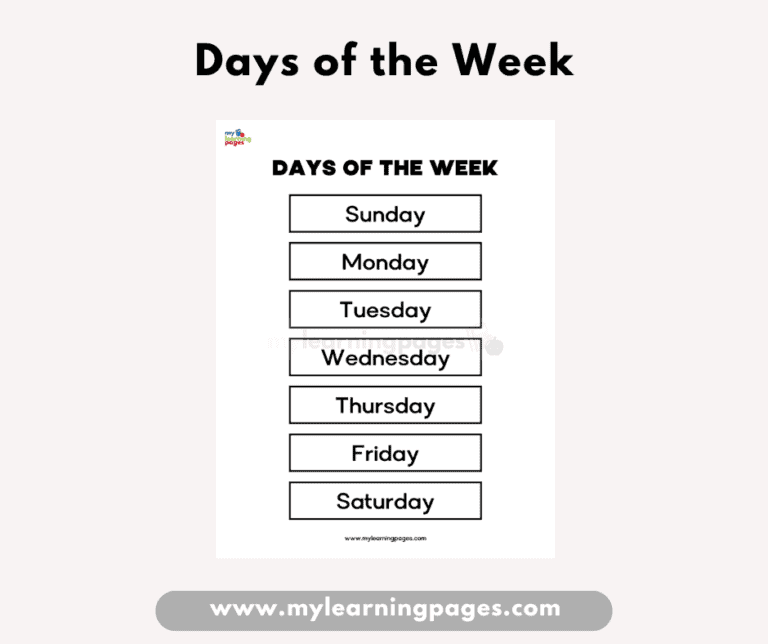 DAYS OF THE WEEK POSTER – My Learning Pages