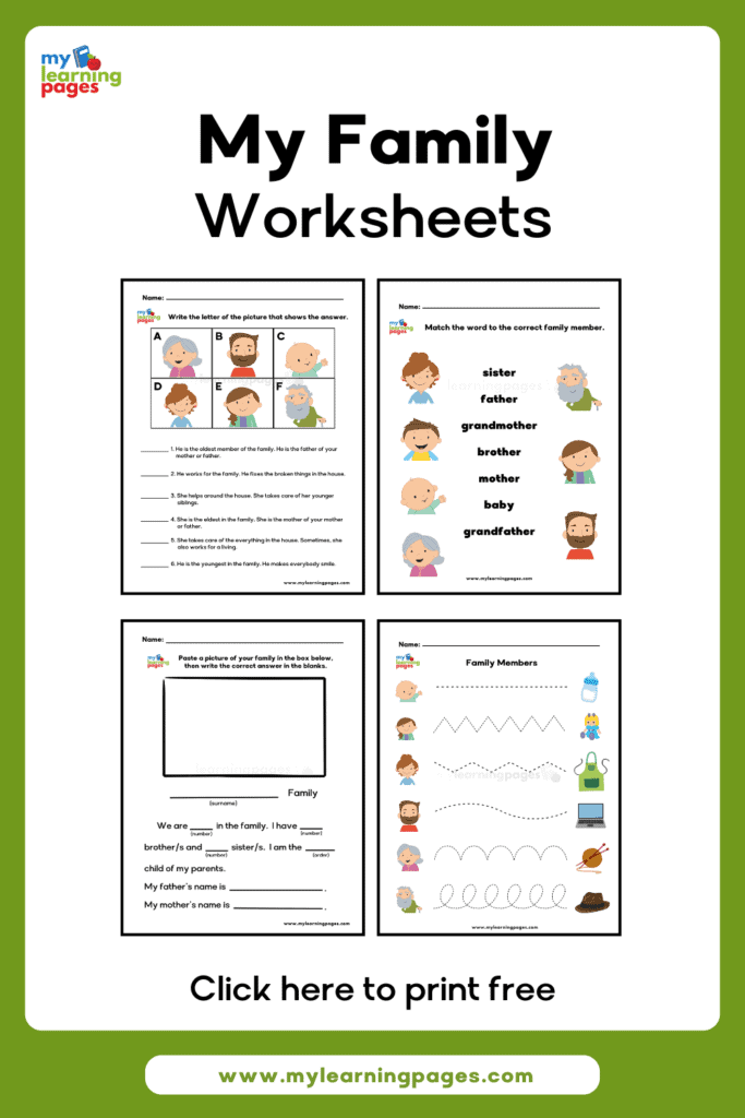 My Family Worksheets Pin 1